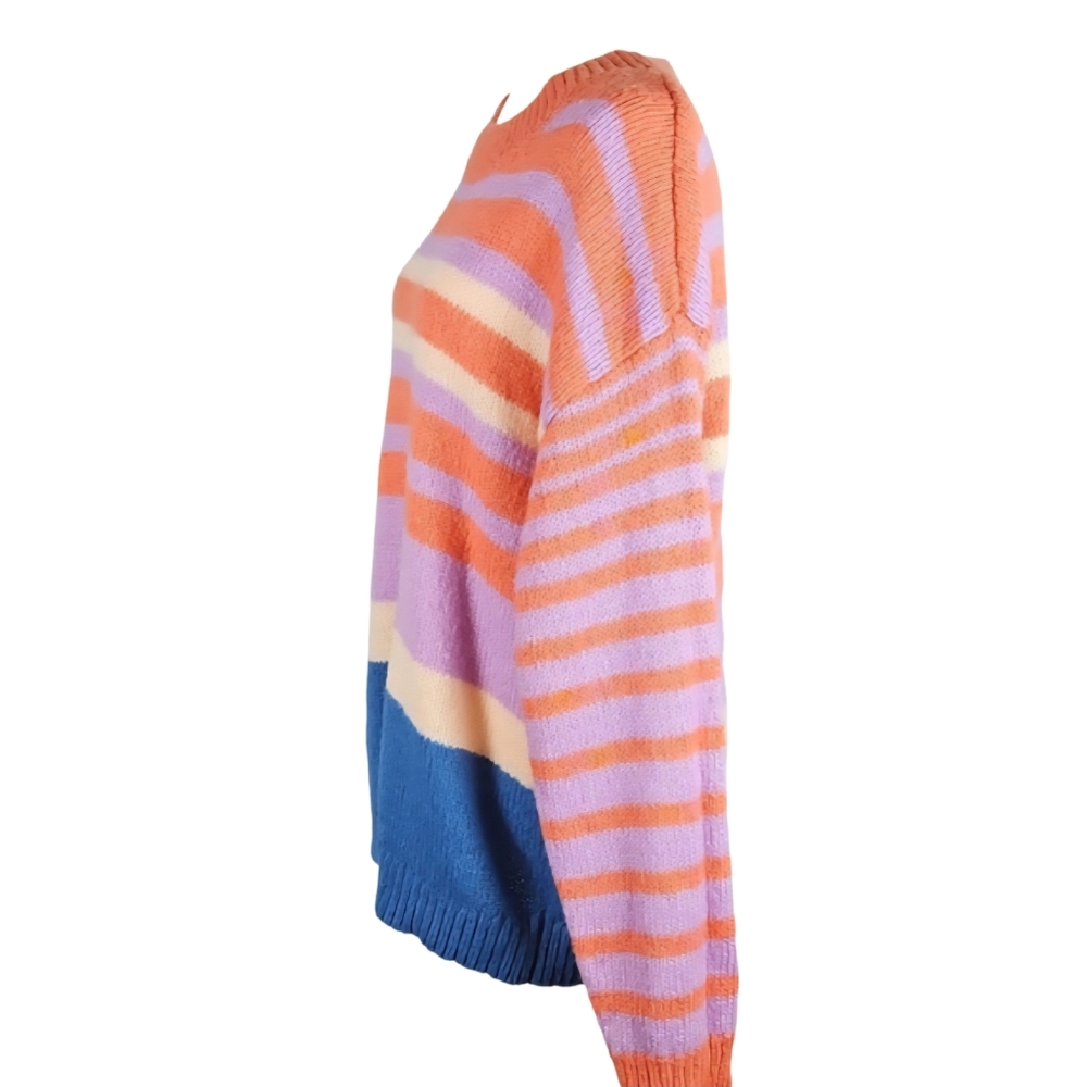 O'Neill Orange and Purple Crew Neck Fuzzy Sweater - Picture 2 of 6